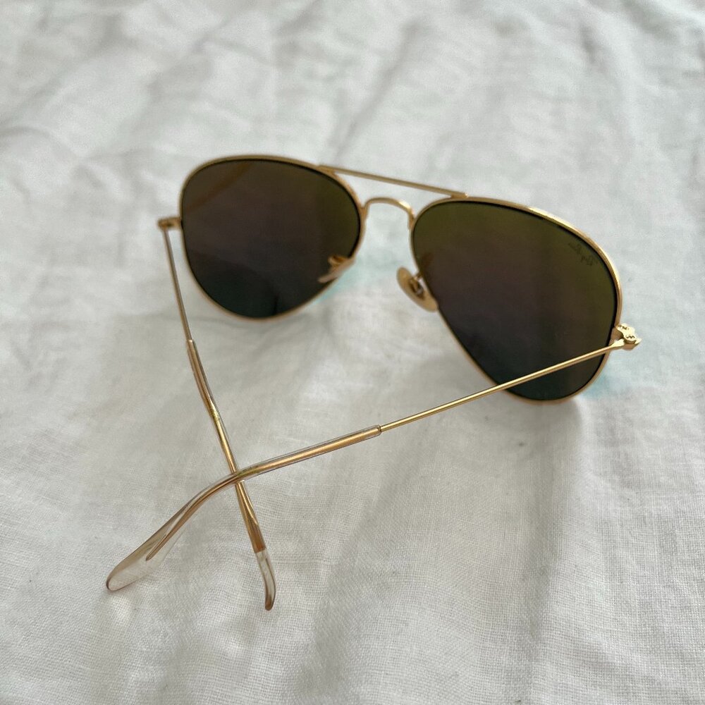 RayBan Blue Green Aviator Flash Mirror Lenses Sunglasses - Picture 5 of 7